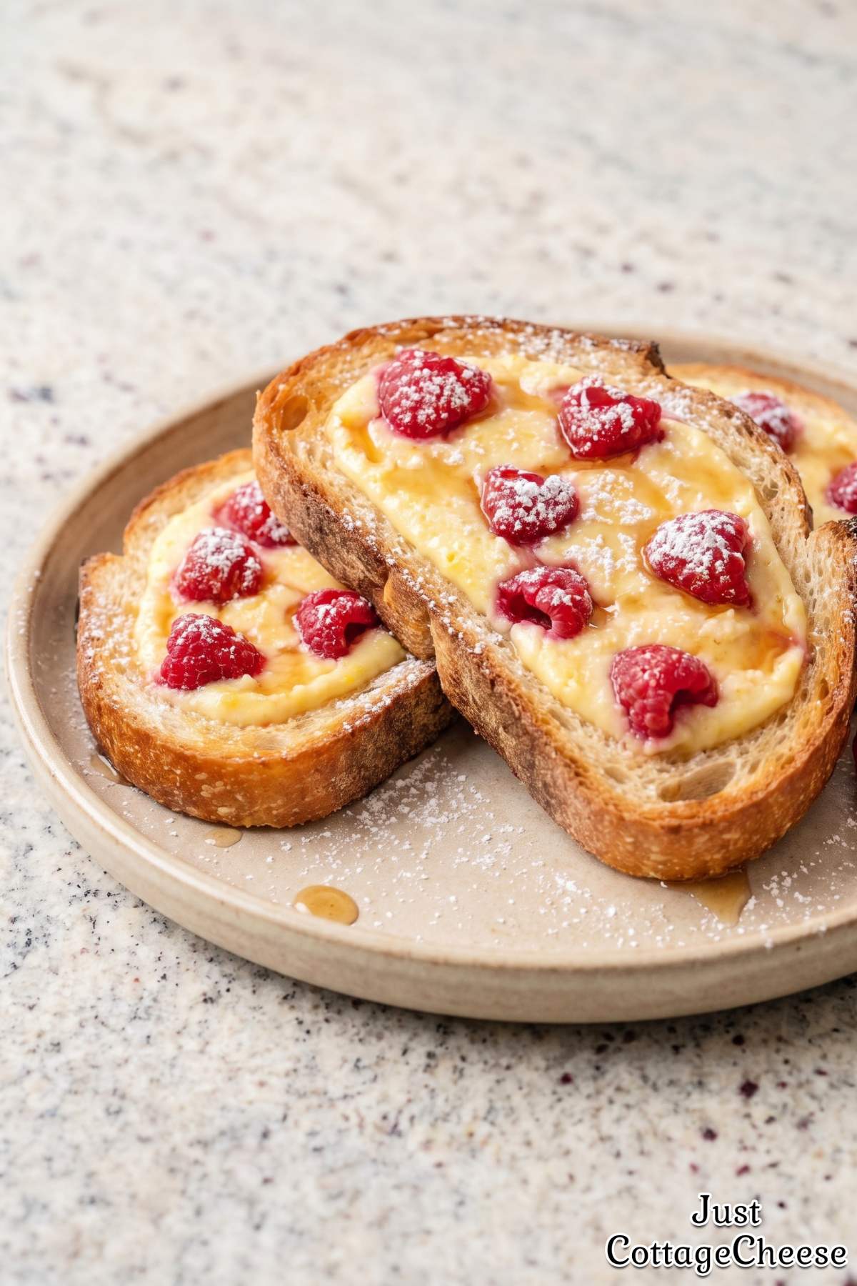 Creamy protein custard toast with raspberries