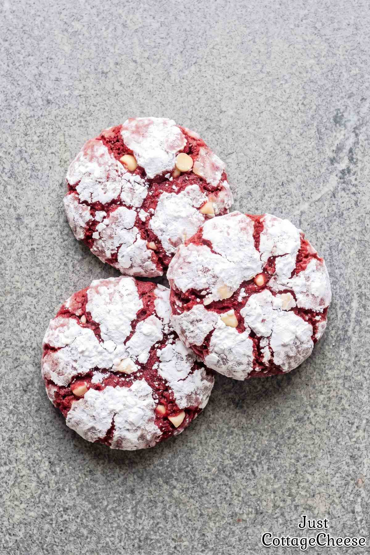 Sweet red velvet protein crinkle cookies