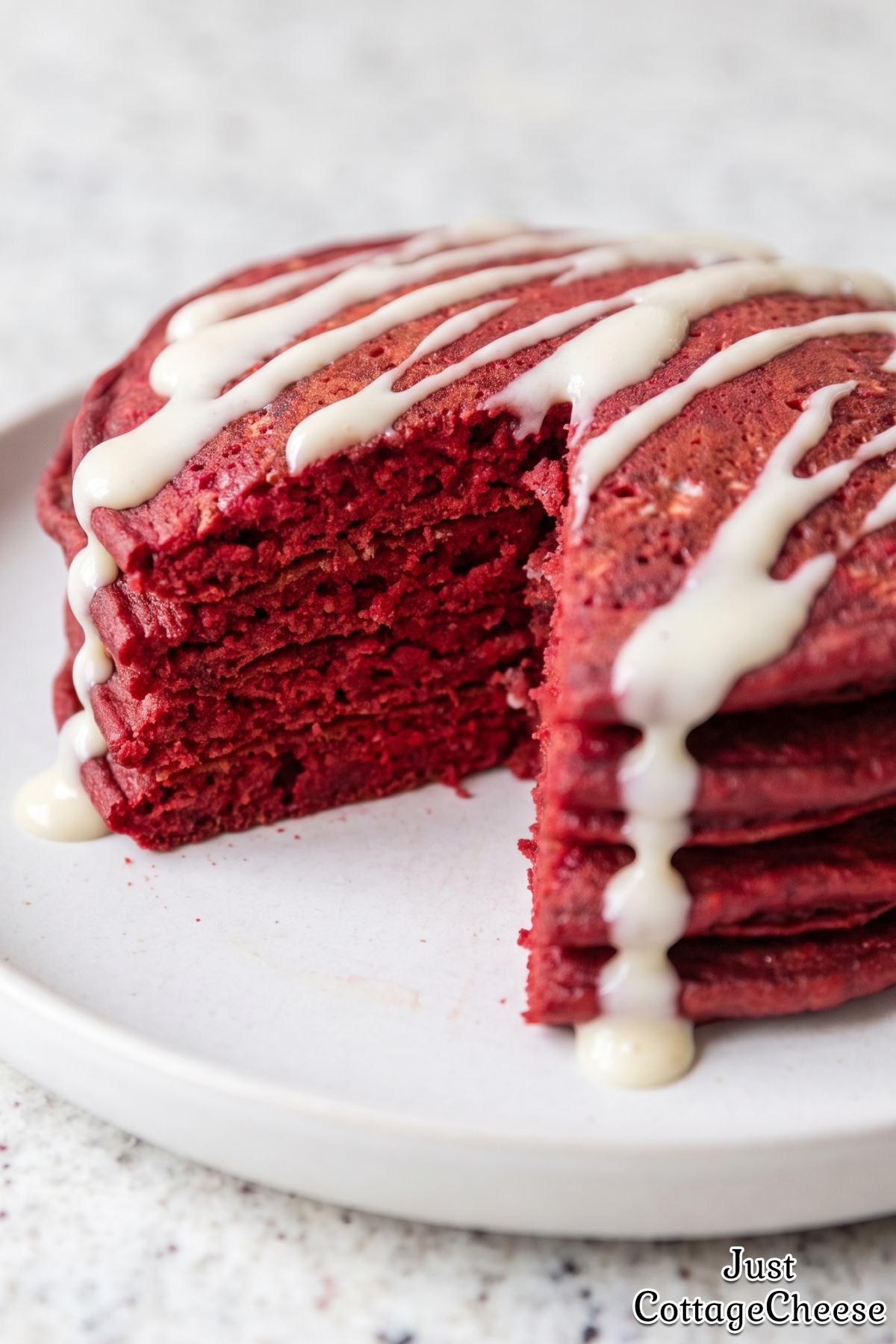 Healthy red velvet pancakes