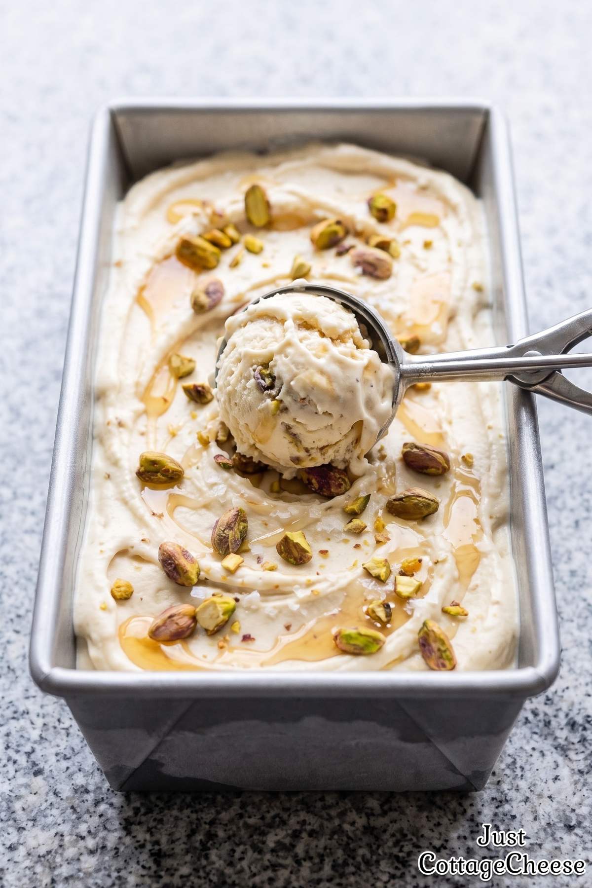 Rich cottage cheese pistachio ice cream