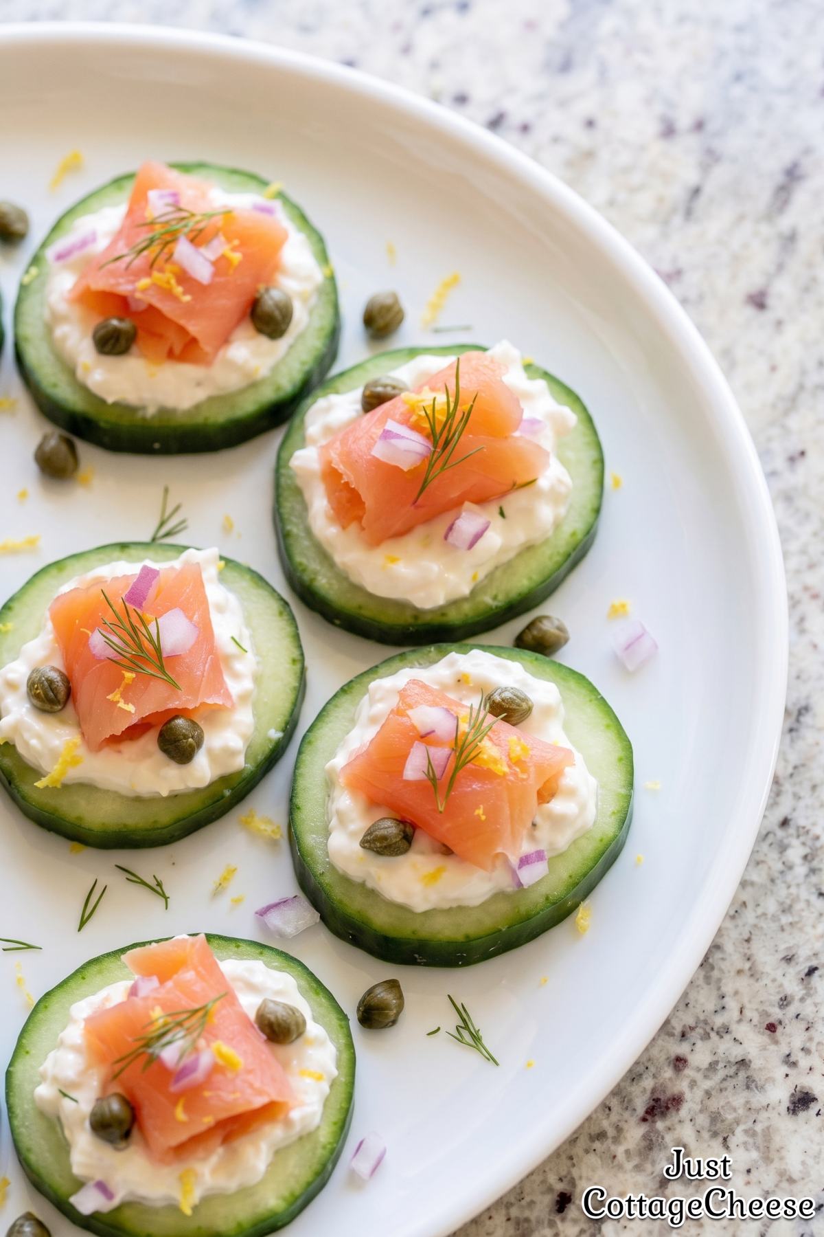 Savory cottage cheese salmon cucumber snack