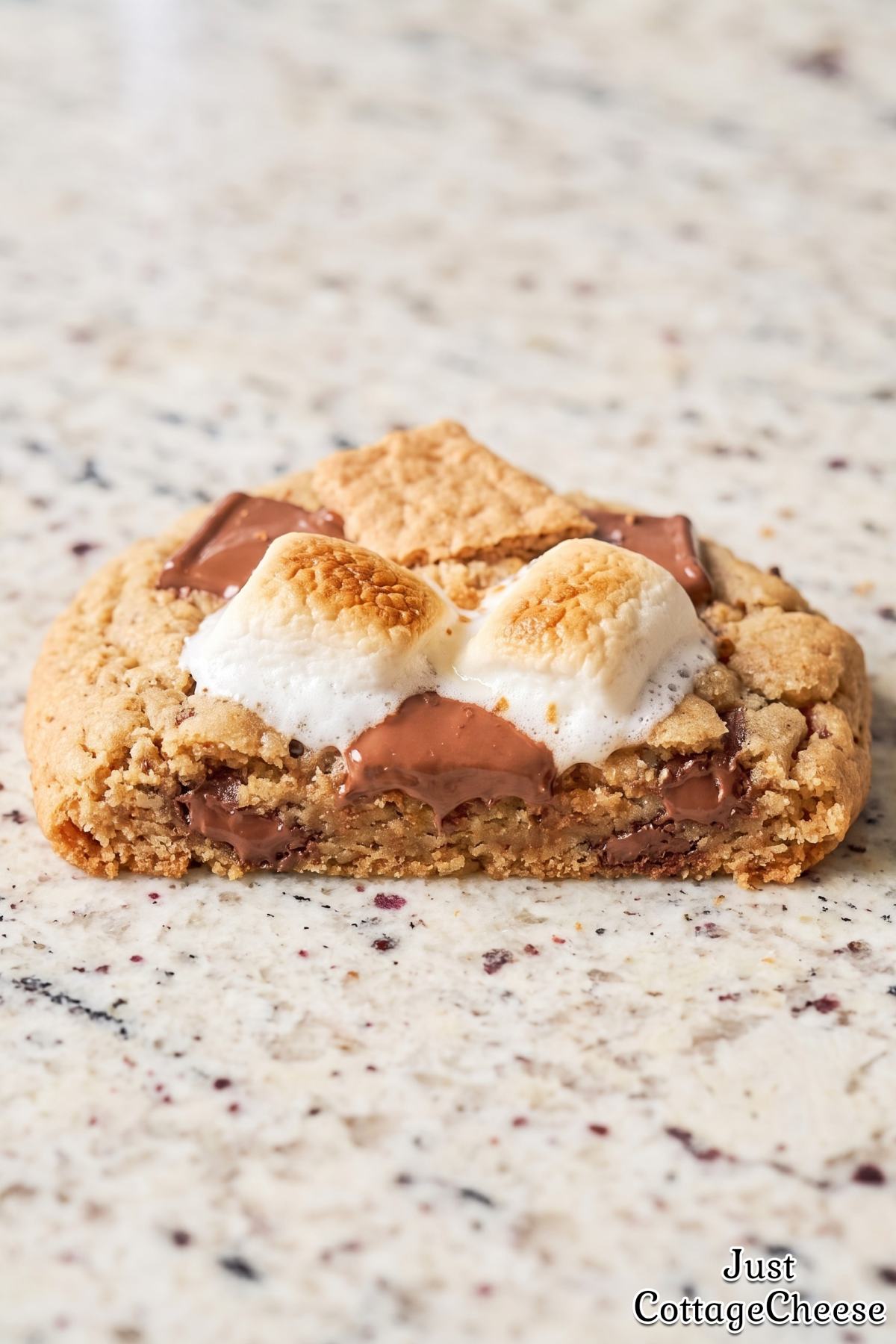 Gooey s'mores protein cookies on a plate