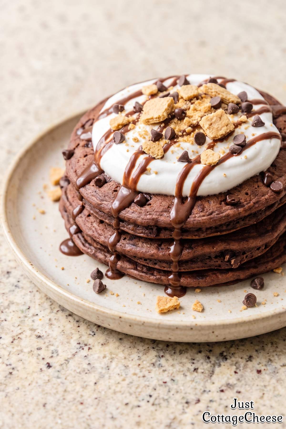 Fluffy protein s'mores pancakes