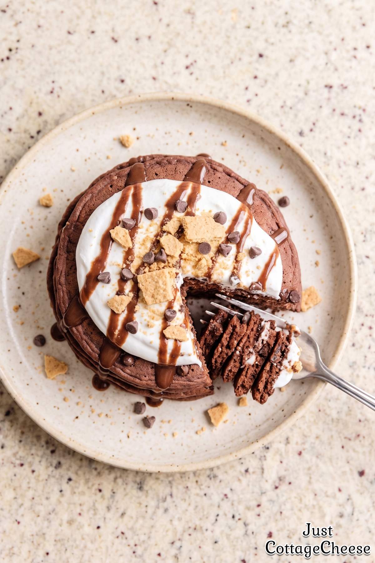Cottage cheese pancakes with marshmallow
