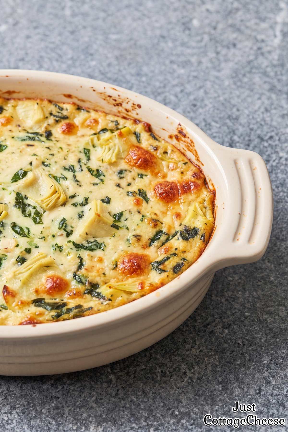 Fresh homemade cottage cheese spinach dip