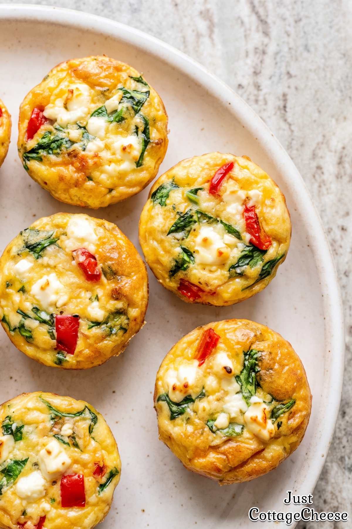 Savory cottage cheese and spinach egg bites