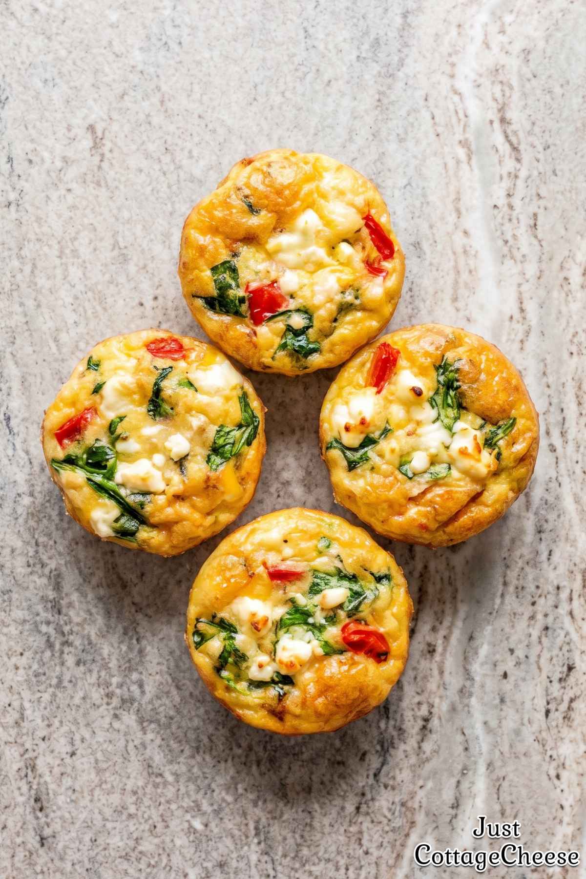 Healthy protein egg bites with spinach and feta