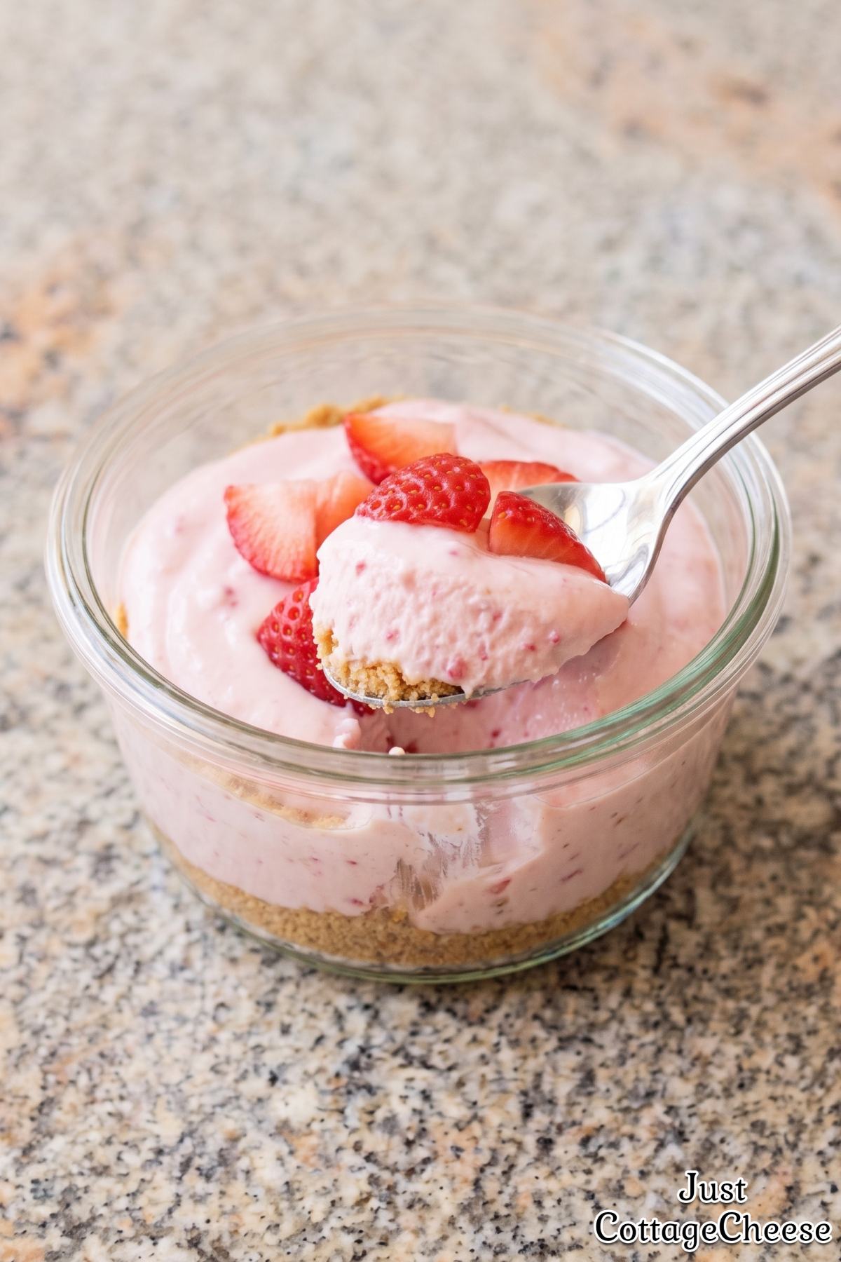 Fresh strawberry protein cups