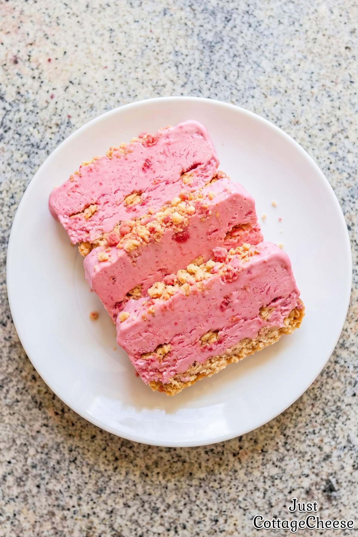 Easy strawberry crunch cottage cheese dessert