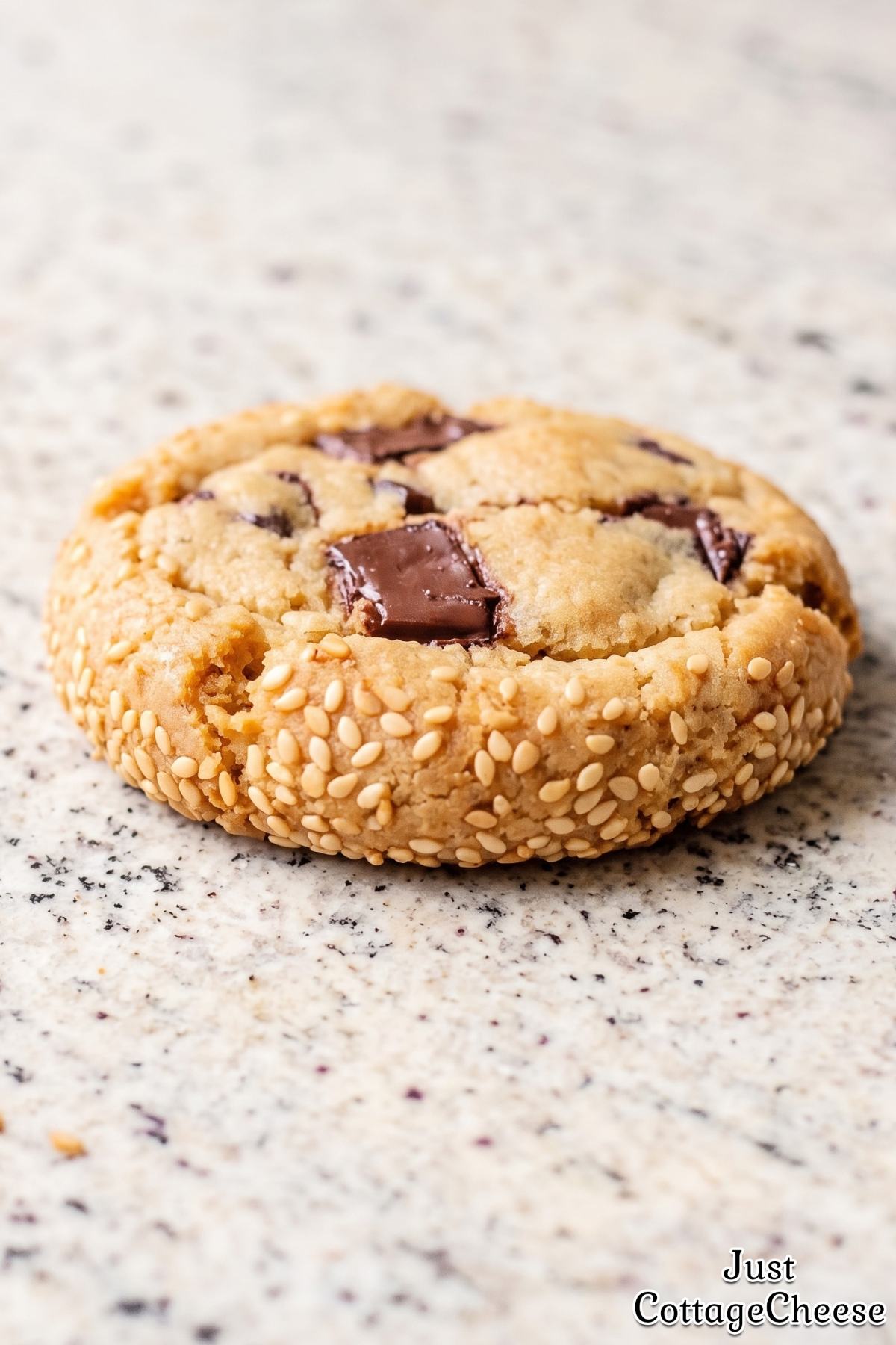 Chewy tahini chocolate chip protein cookies
