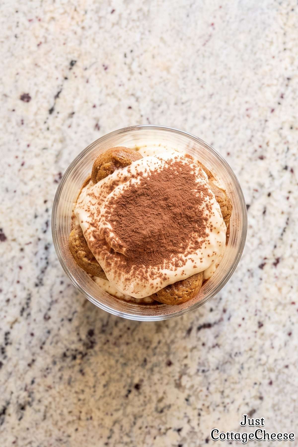 Creamy tiramisu cups with cottage cheese