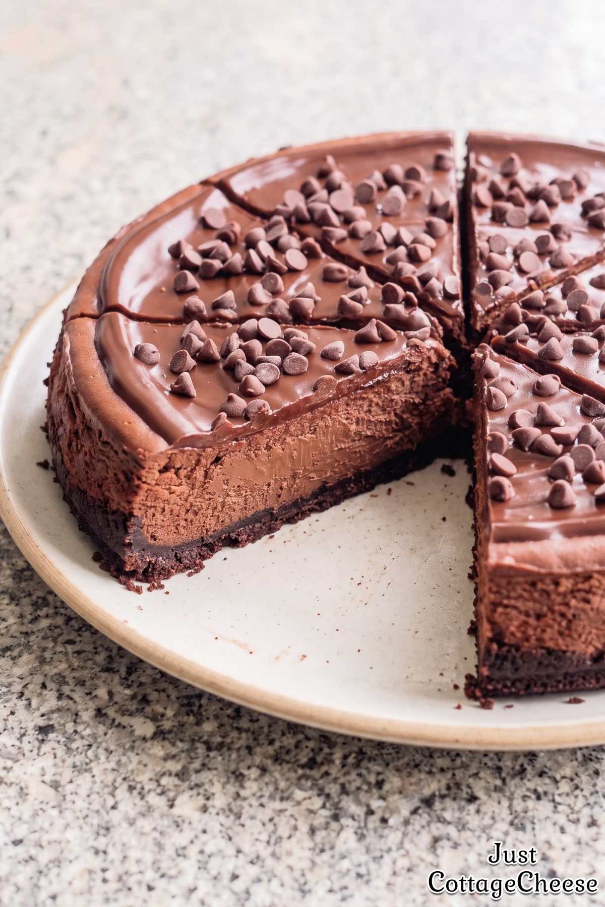 Rich triple chocolate protein cheesecake