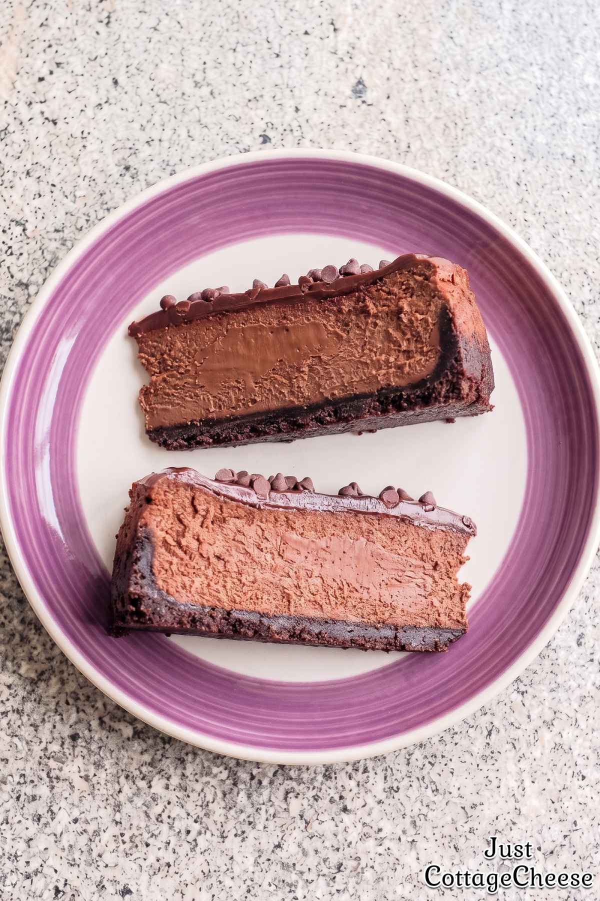 Homemade protein triple chocolate cheesecake