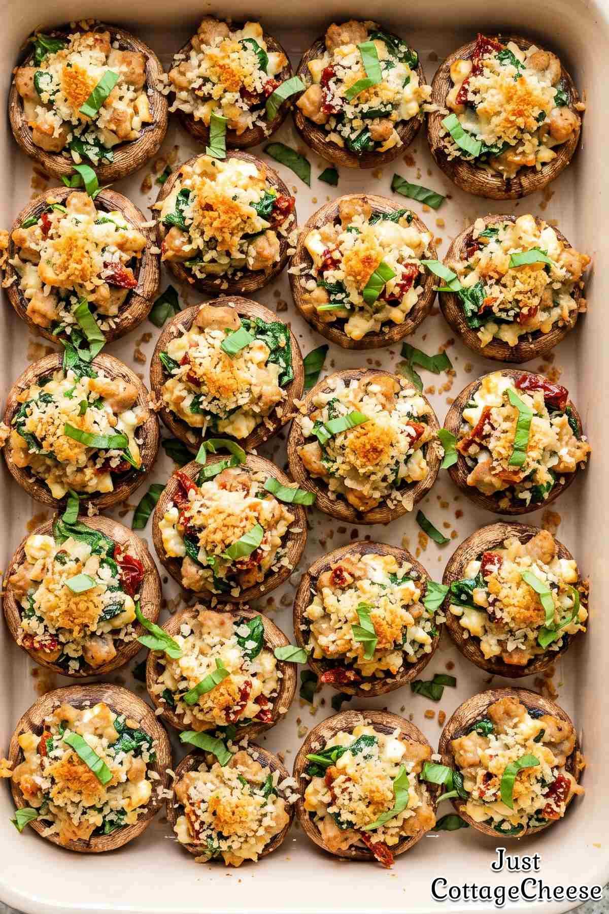 Tender Tuscan cottage cheese mushrooms