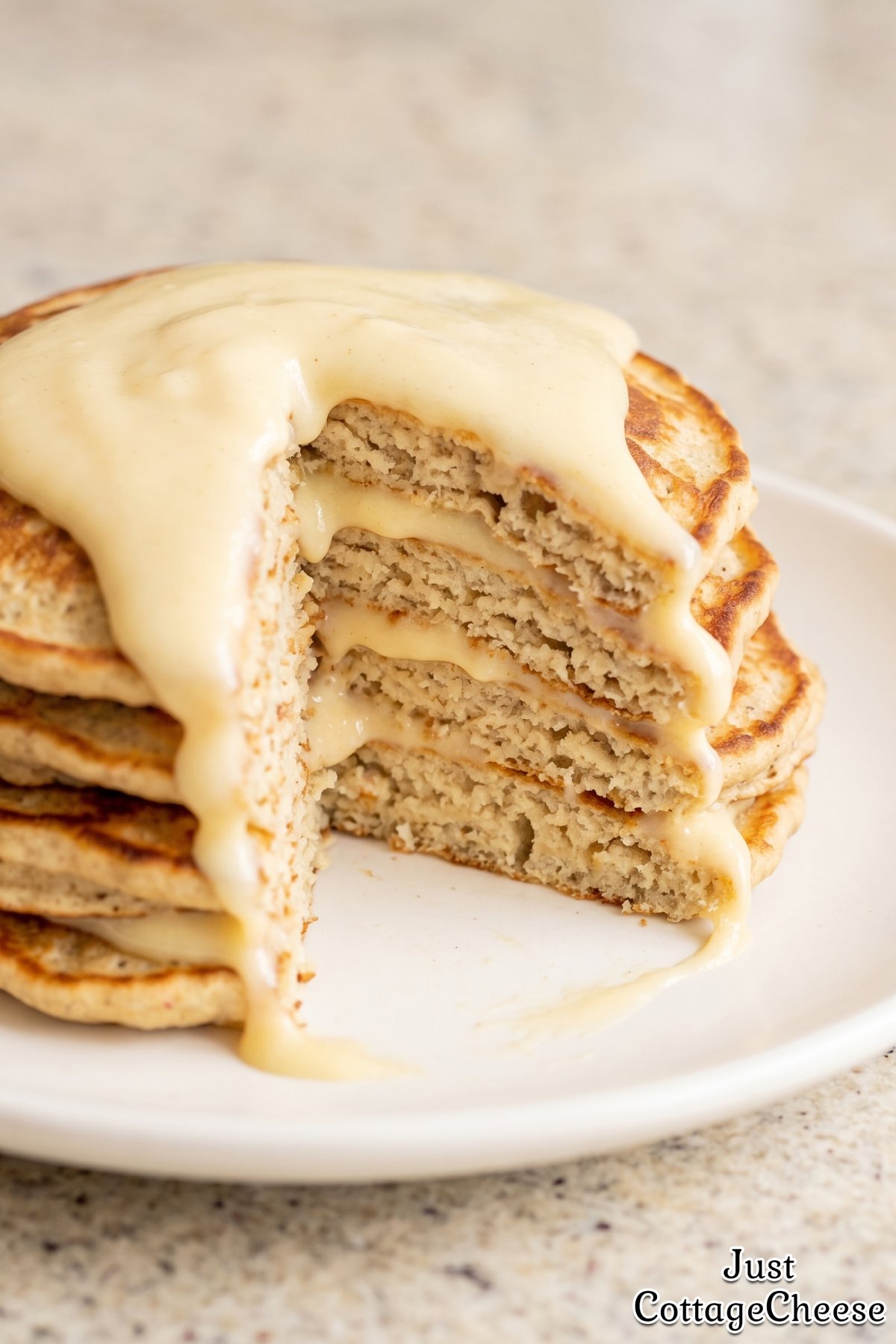 Fluffy vanilla custard protein pancakes