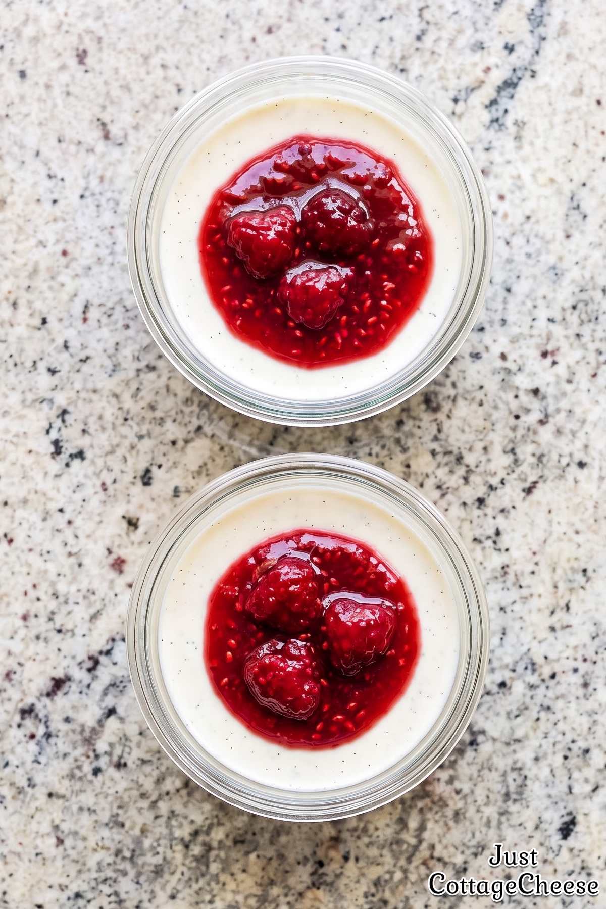 Fresh vanilla panna cotta with cottage cheese