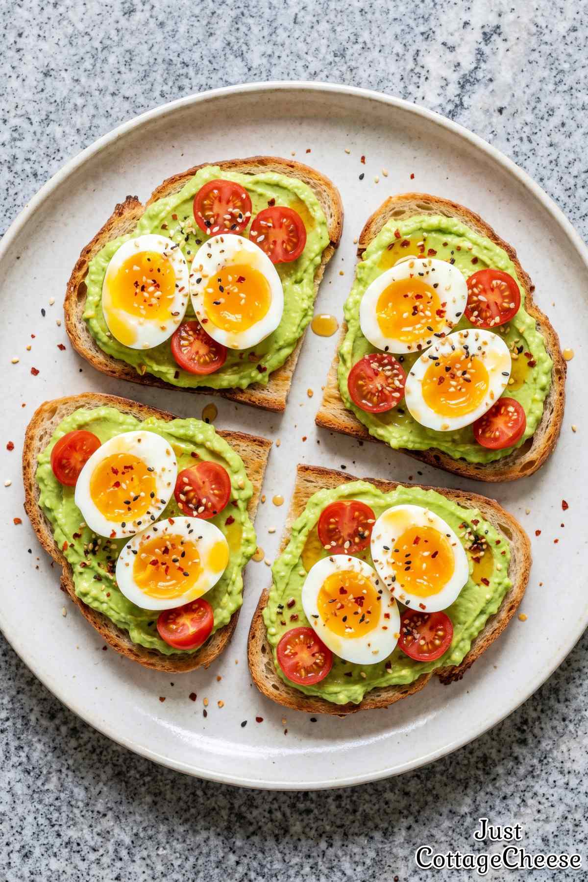 Fresh whipped avocado cottage cheese toast