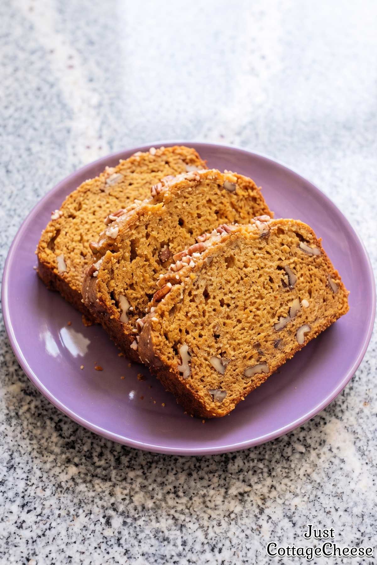 Cottage cheese pumpkin bread slice