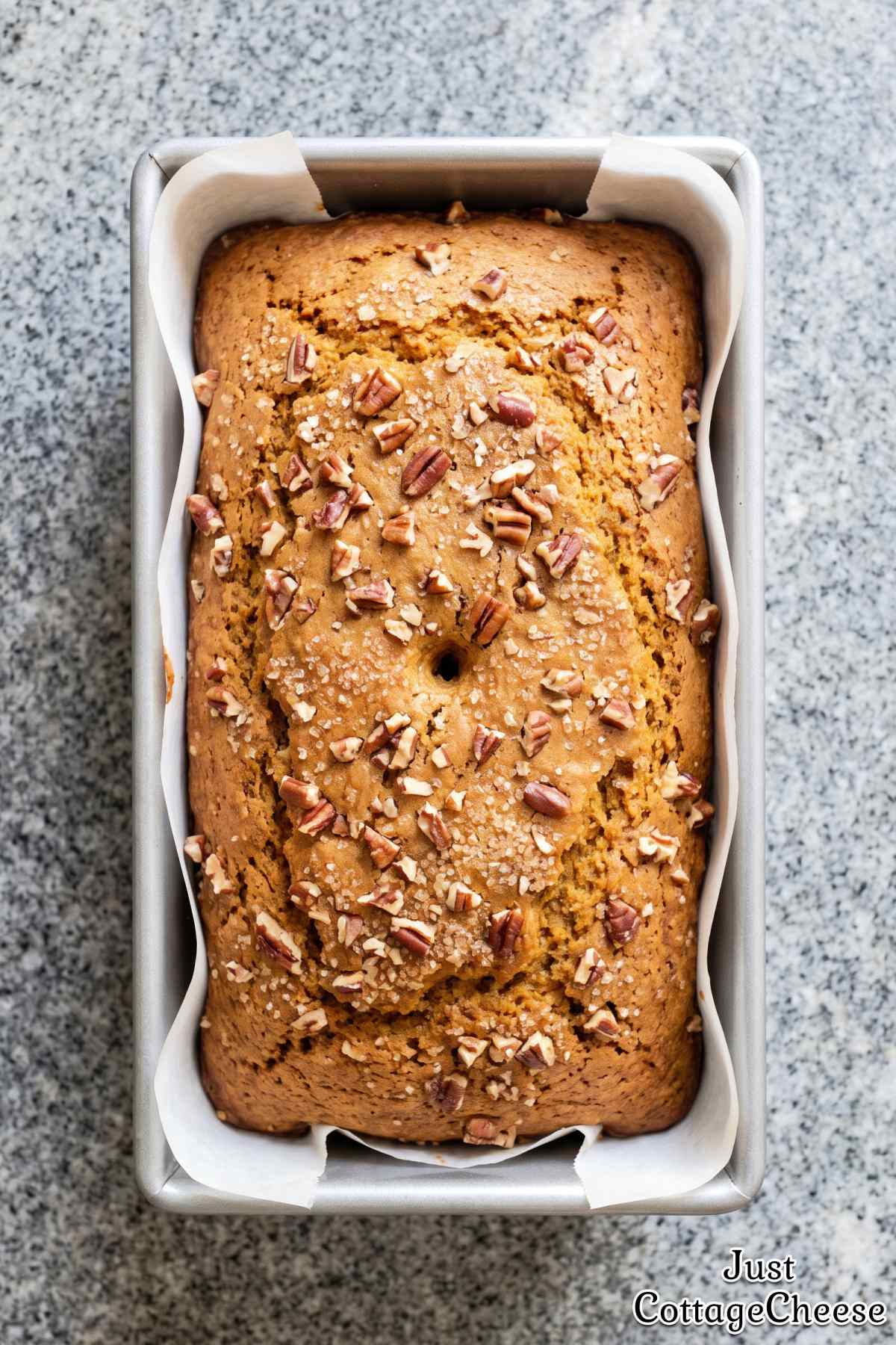 Moist pumpkin spice bread loaf