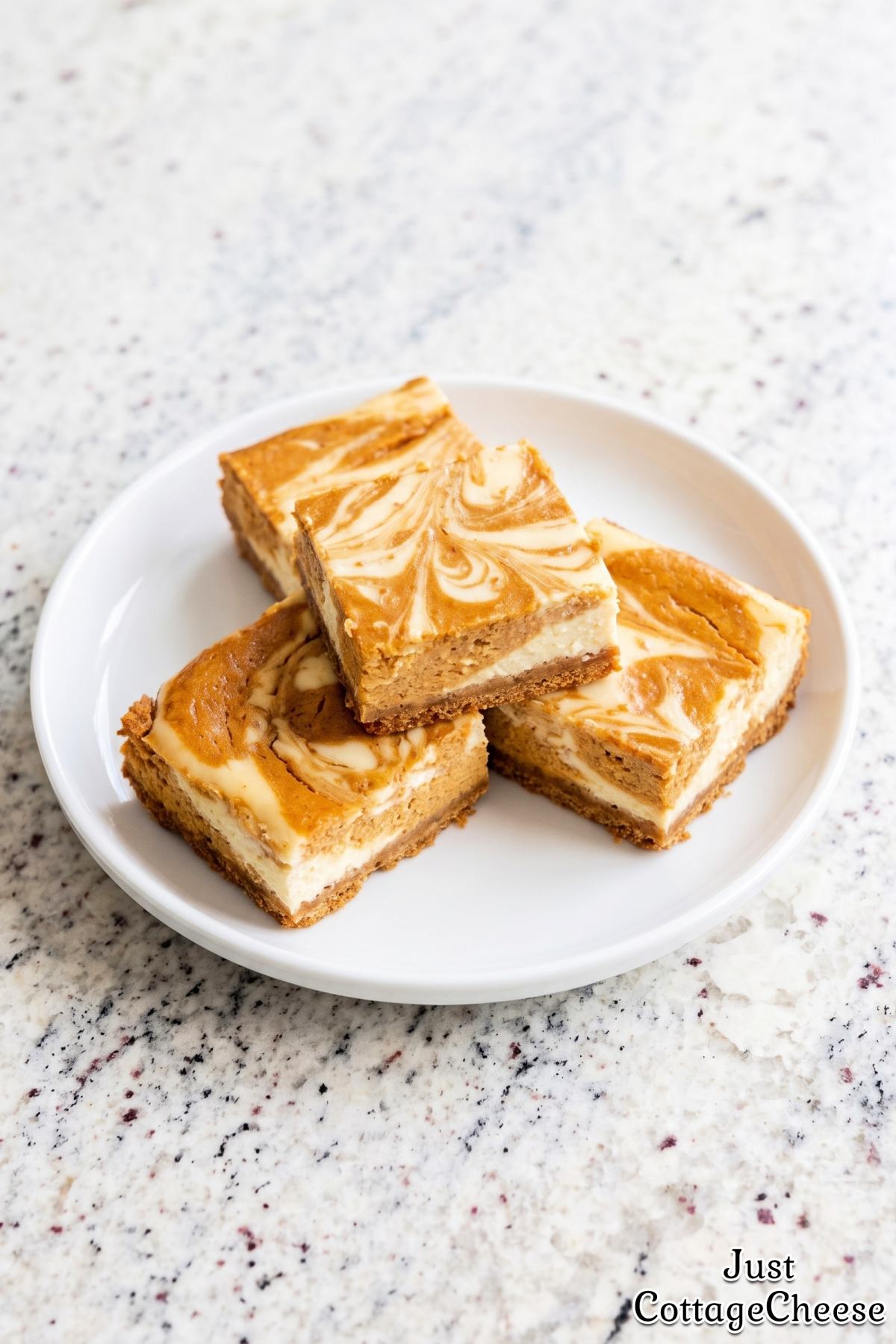 Creamy pumpkin cottage cheese cheesecake bar