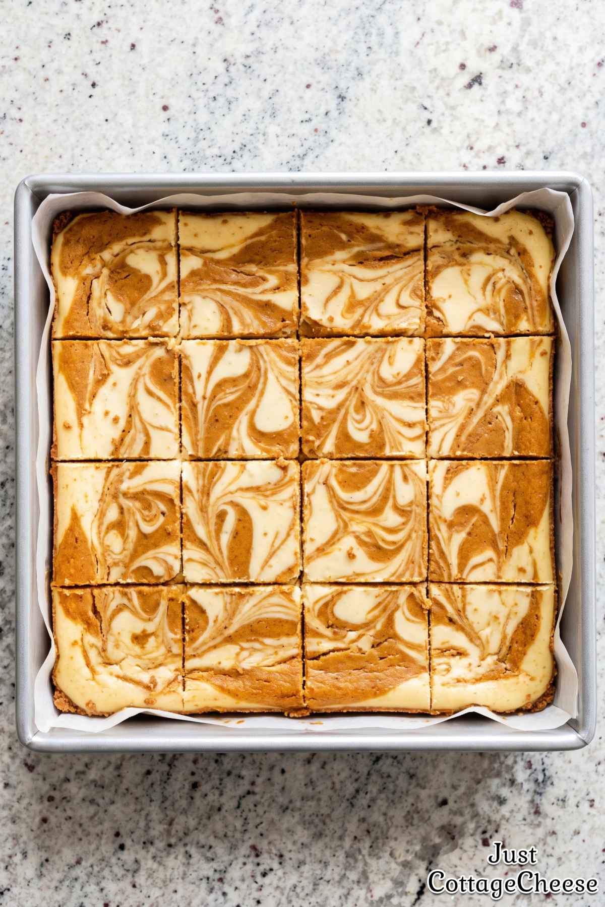 Spiced cottage cheese cheesecake bars