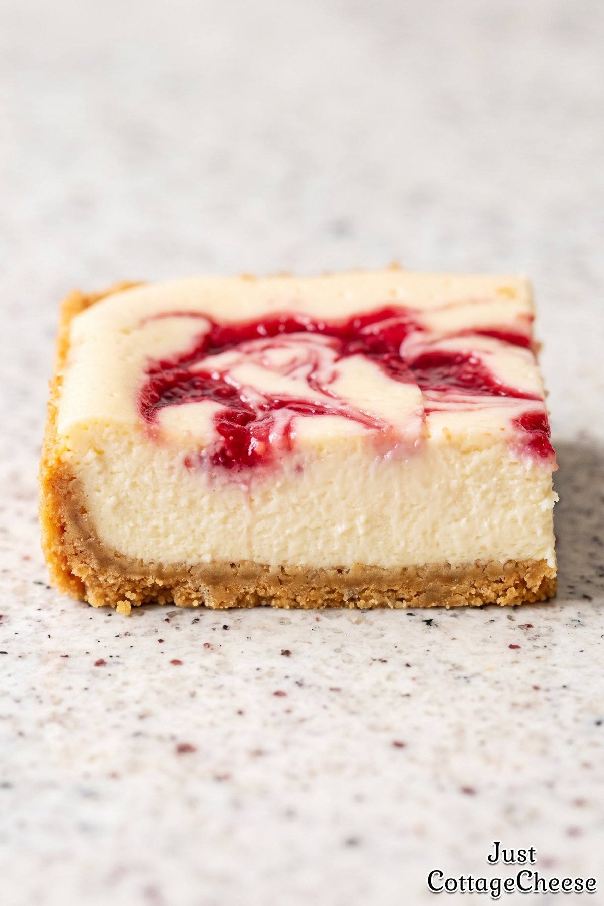 Cottage cheese raspberry swirl cheesecake bars