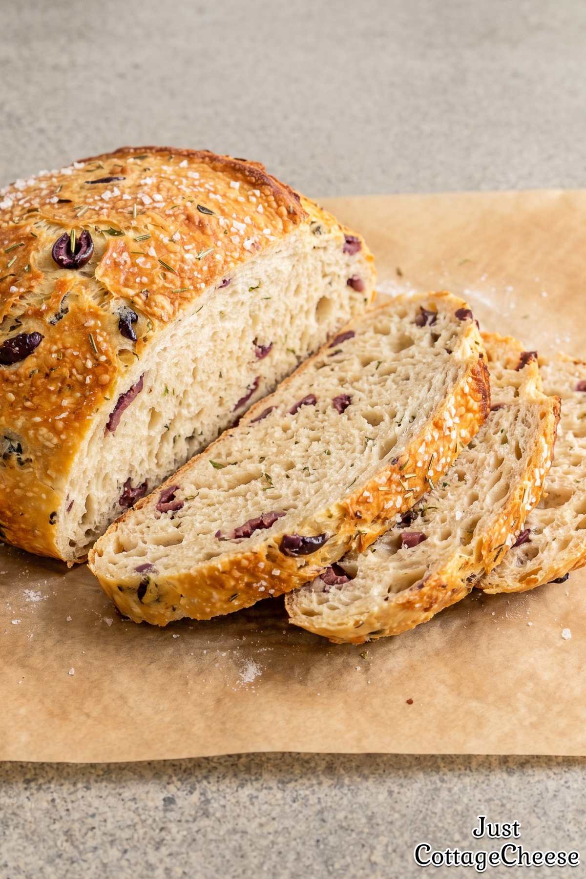 Fresh baked rosemary olive bread loaf
