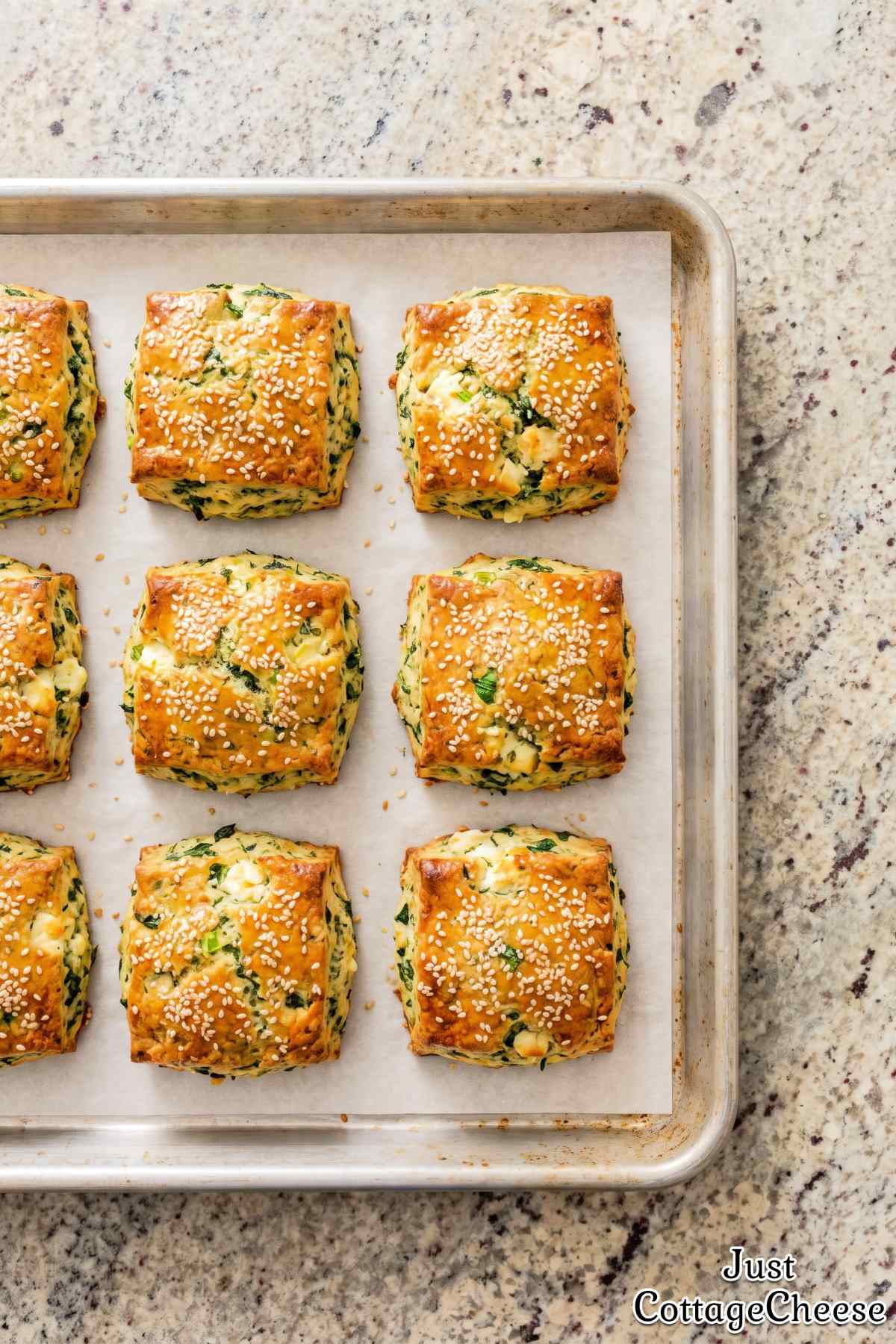 Homemade cottage cheese spanakopita biscuits