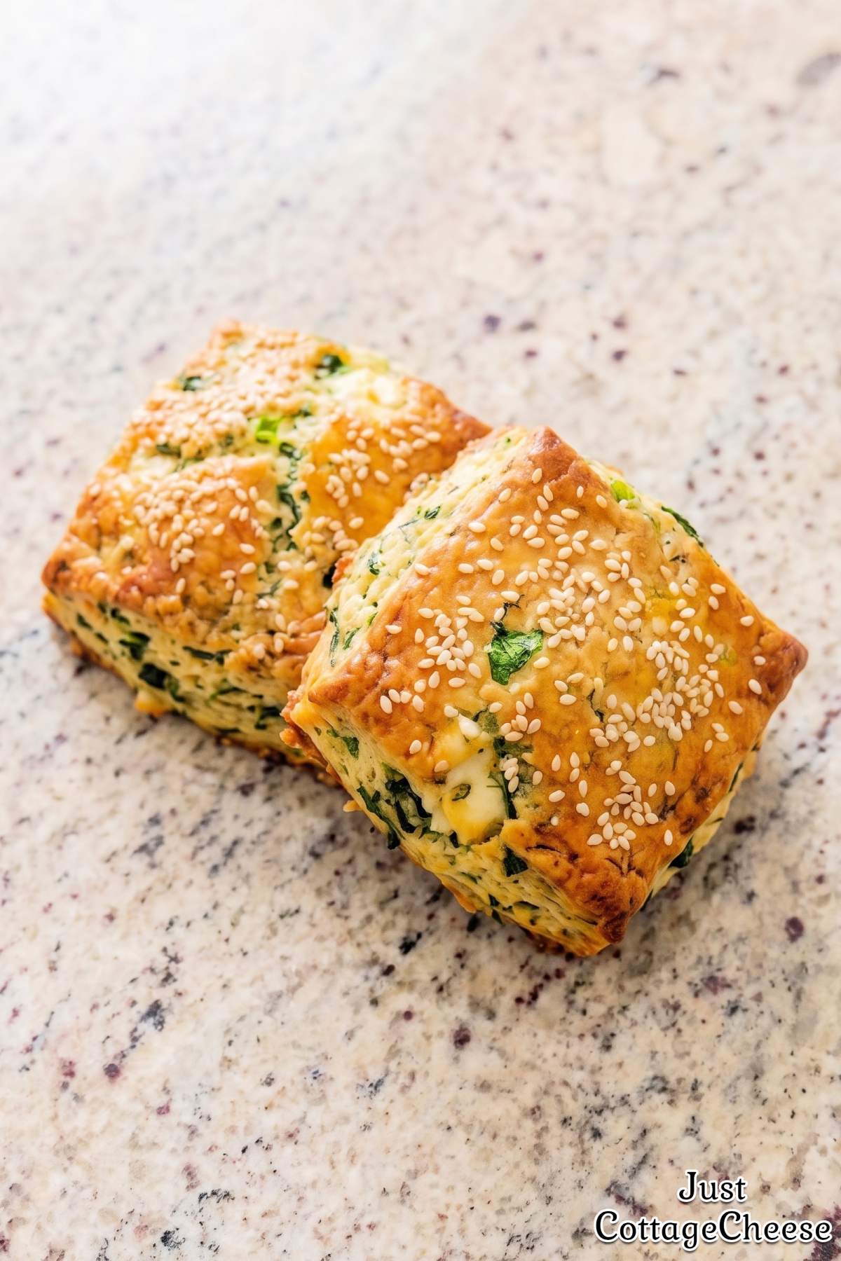 Freshly baked spanakopita biscuits