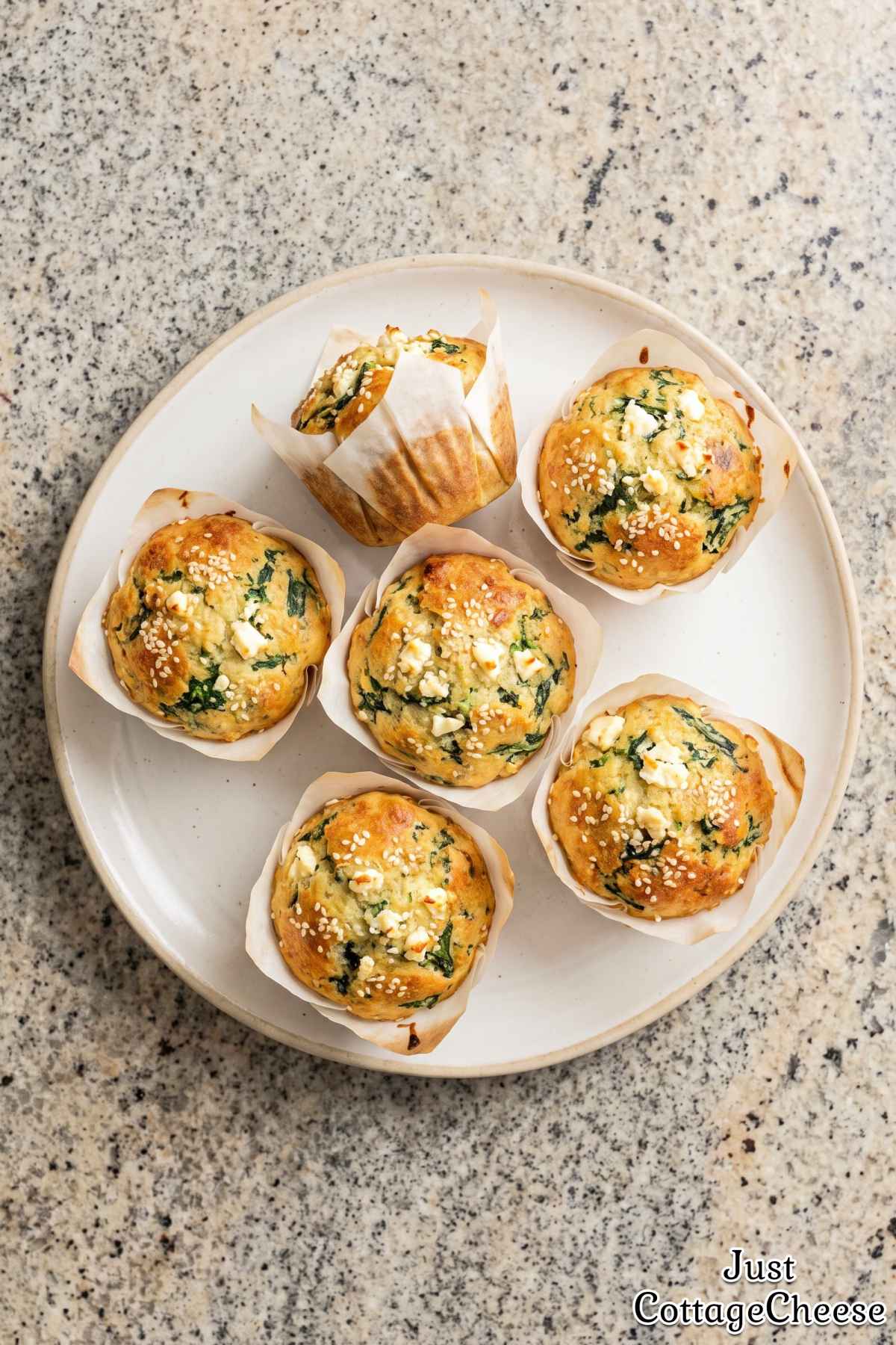 Freshly baked spanakopita muffins