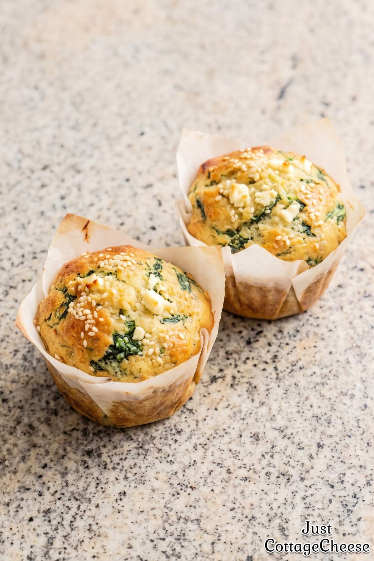 Savory cottage cheese spanakopita cups