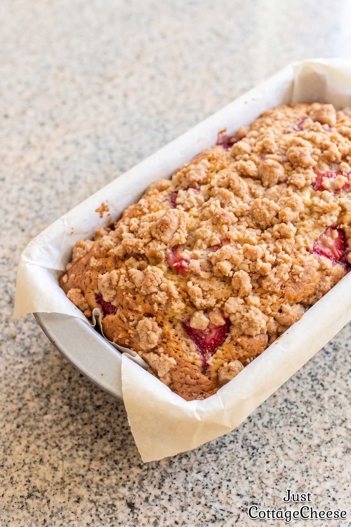 Sweet cottage cheese strawberry loaf