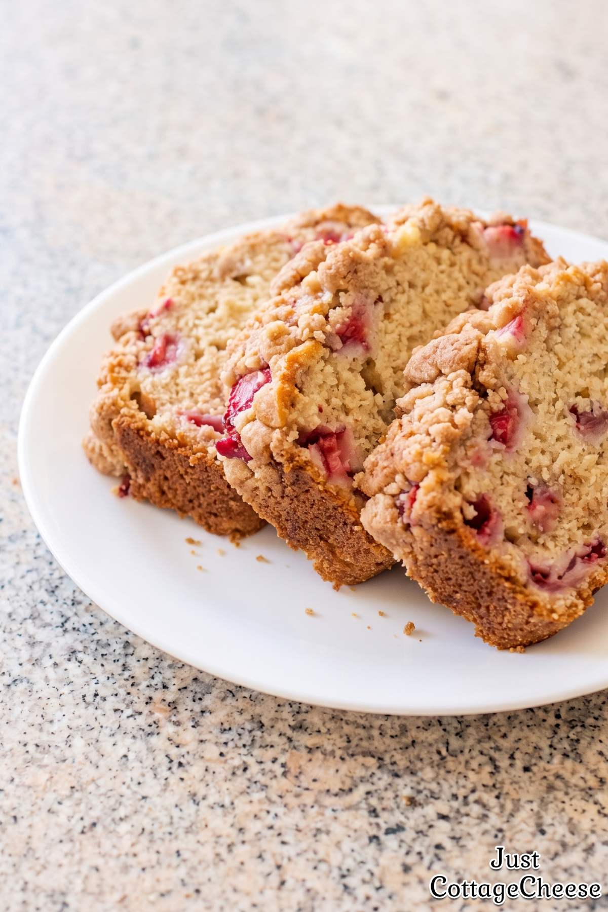 Strawberry crumb bread with crumb topping
