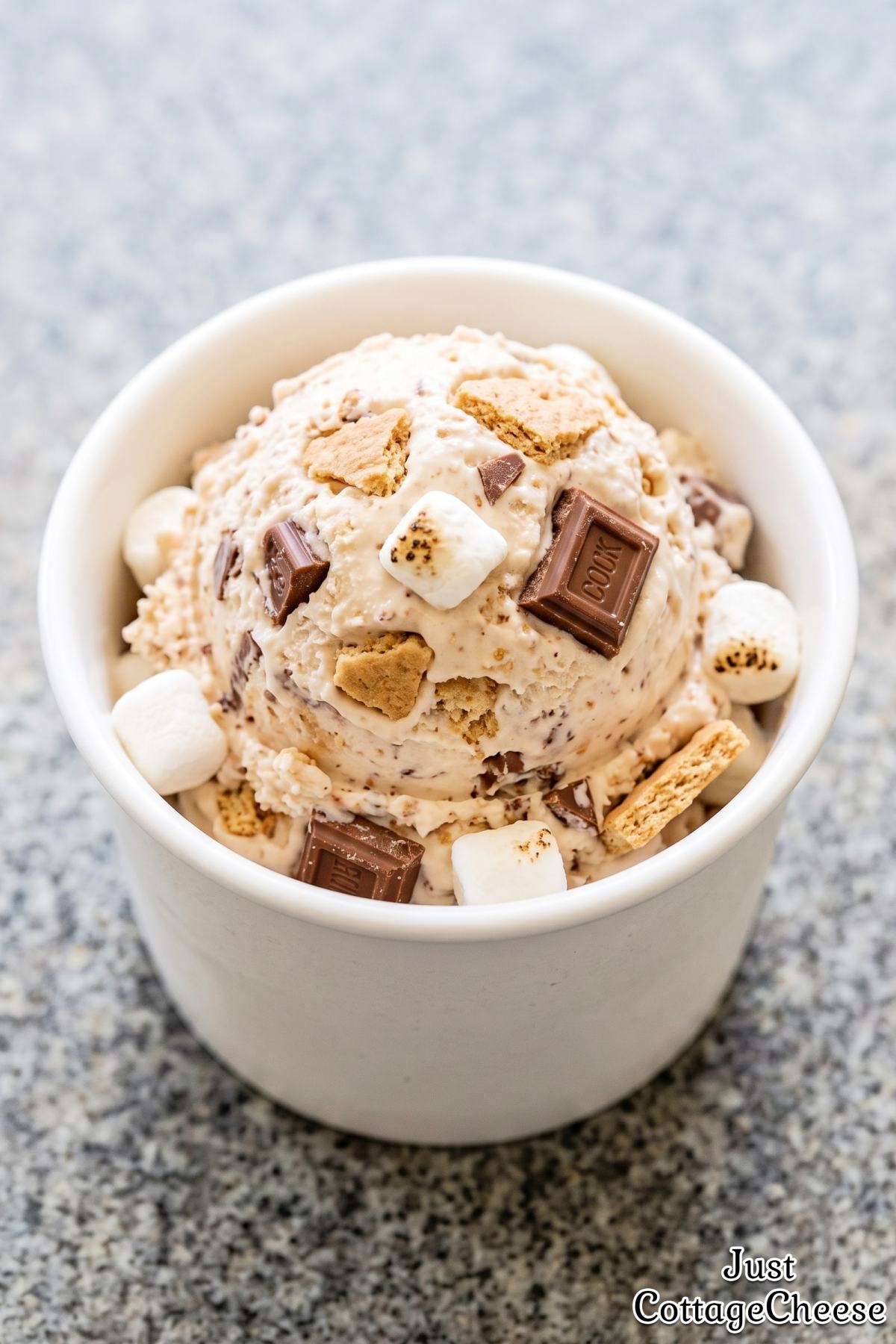 Homemade toasted s'mores cottage cheese dip