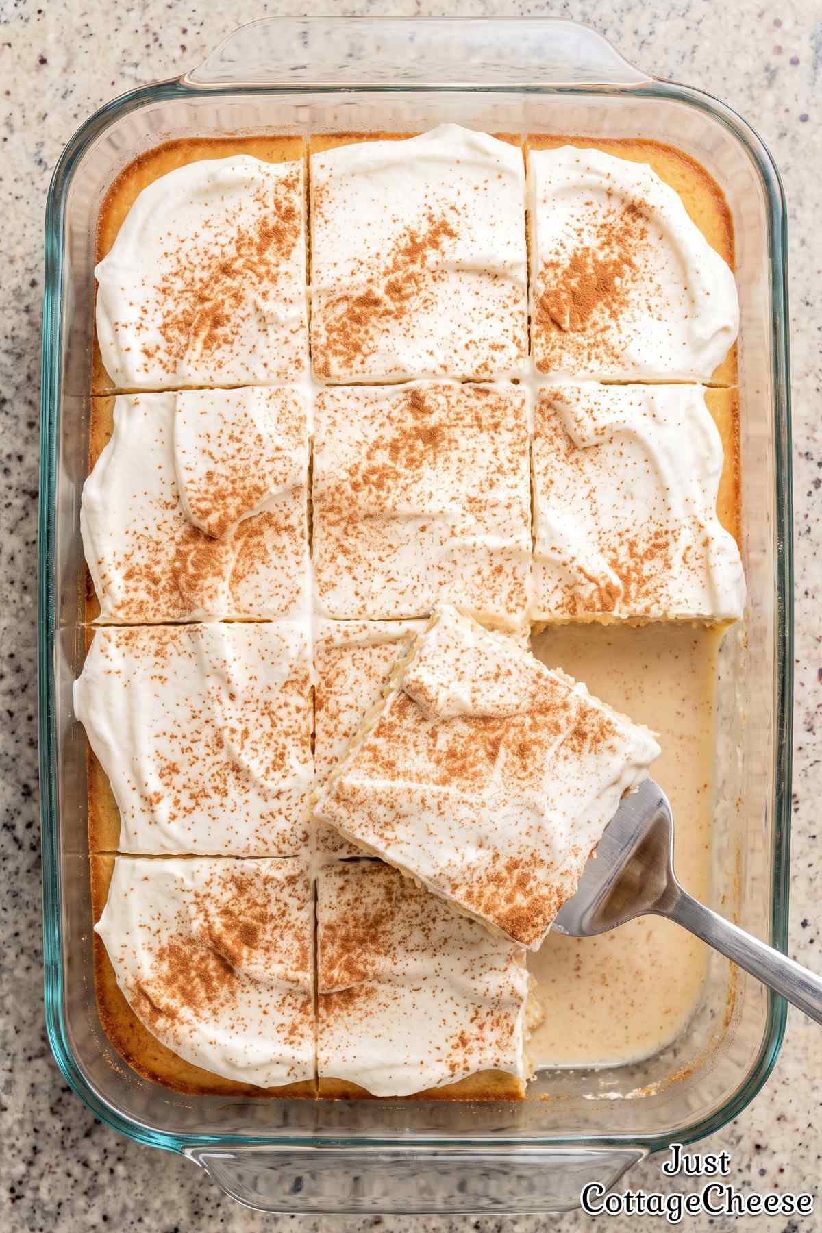Easy cottage cheese tres leches cake recipe.