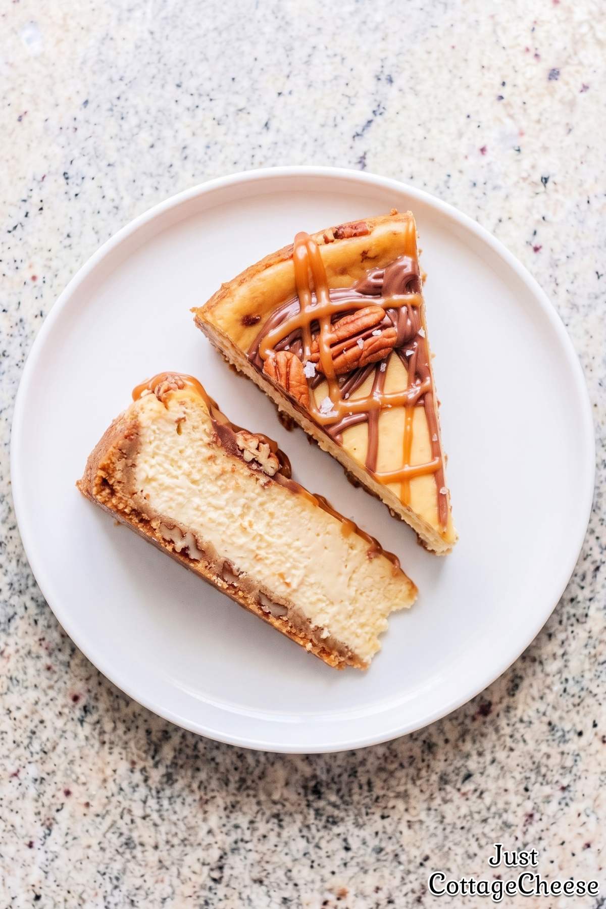 Turtle cheesecake made with cottage cheese