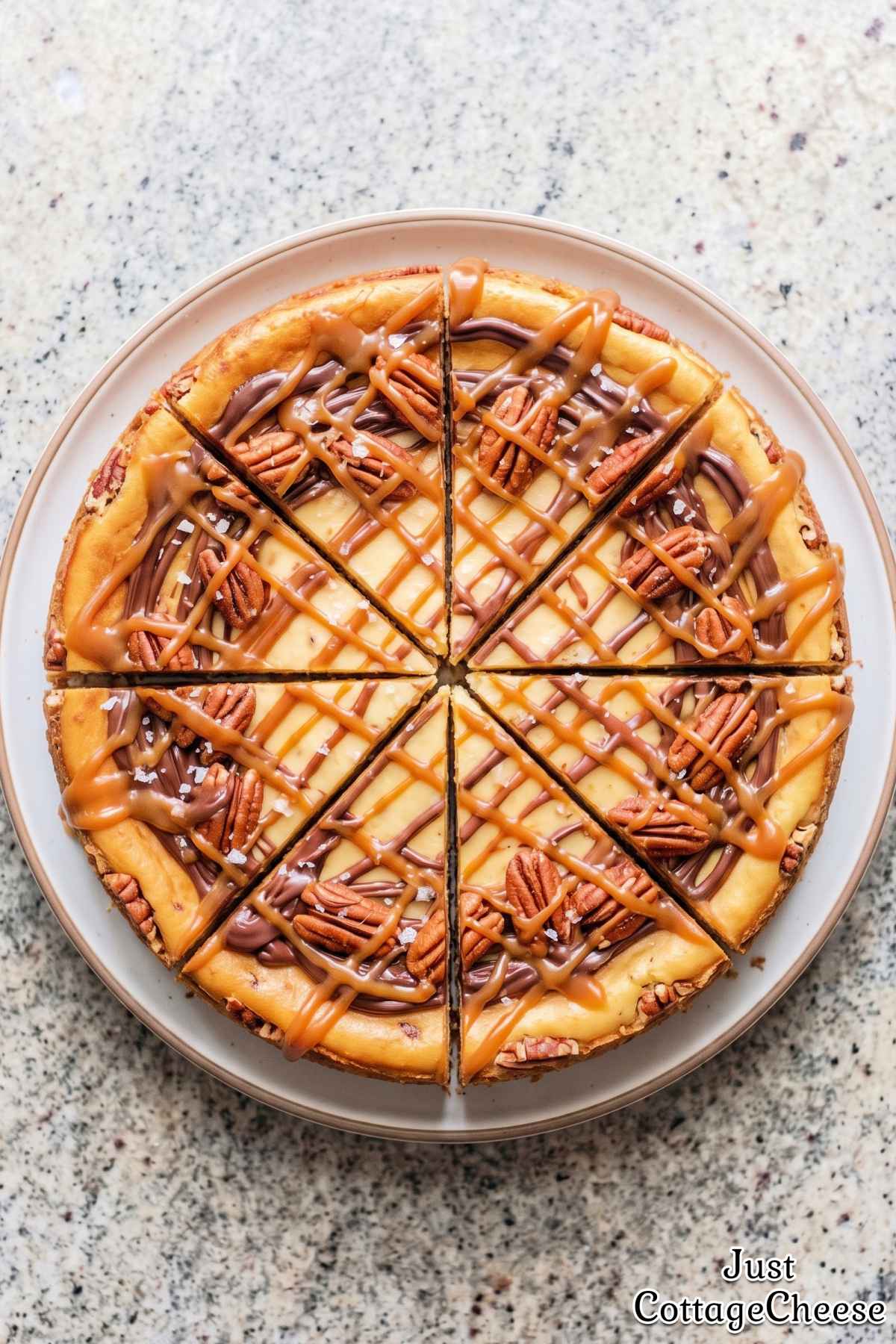 Rich cottage cheese turtle cheesecake