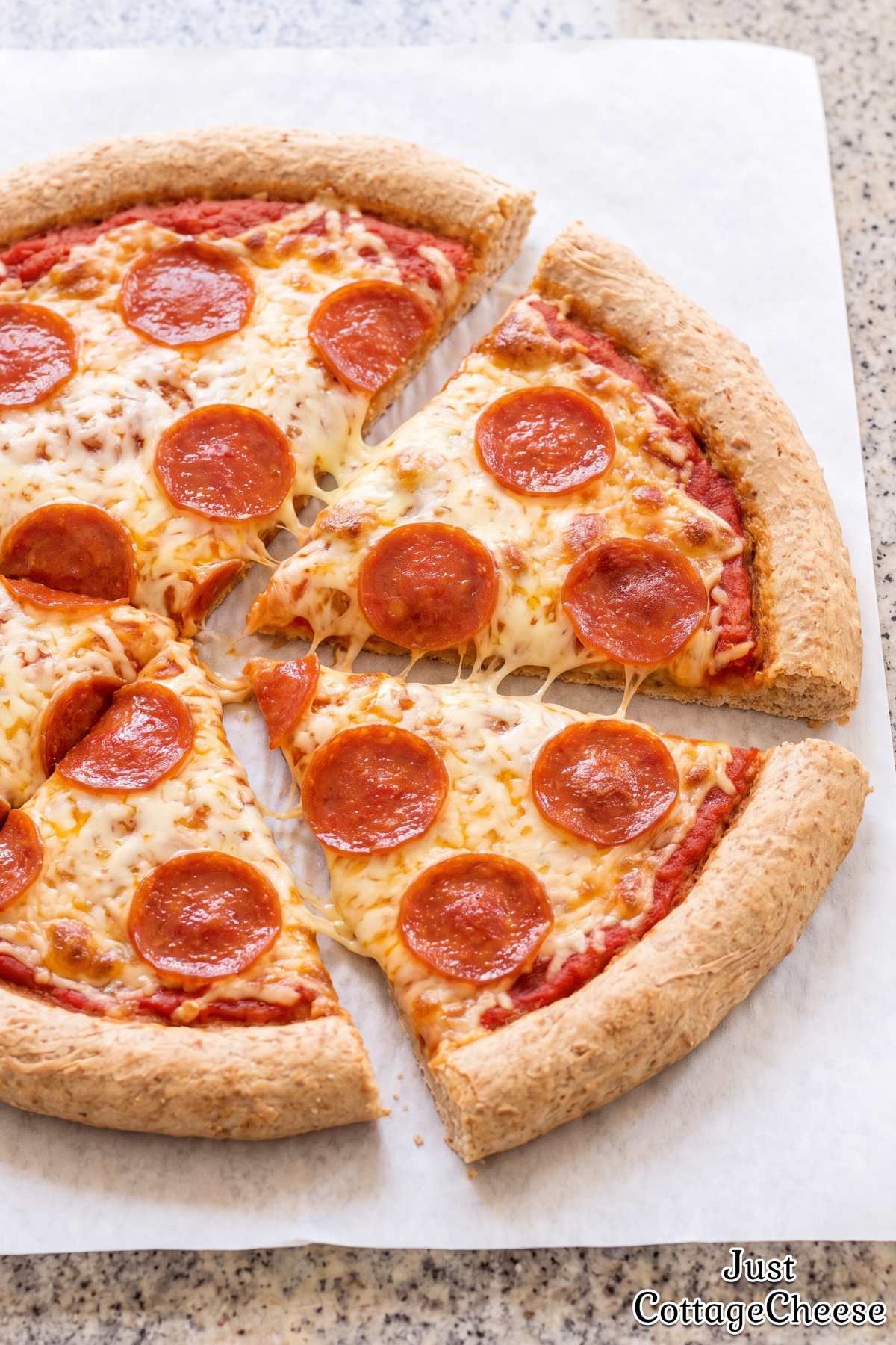 Cottage cheese pizza crust slices