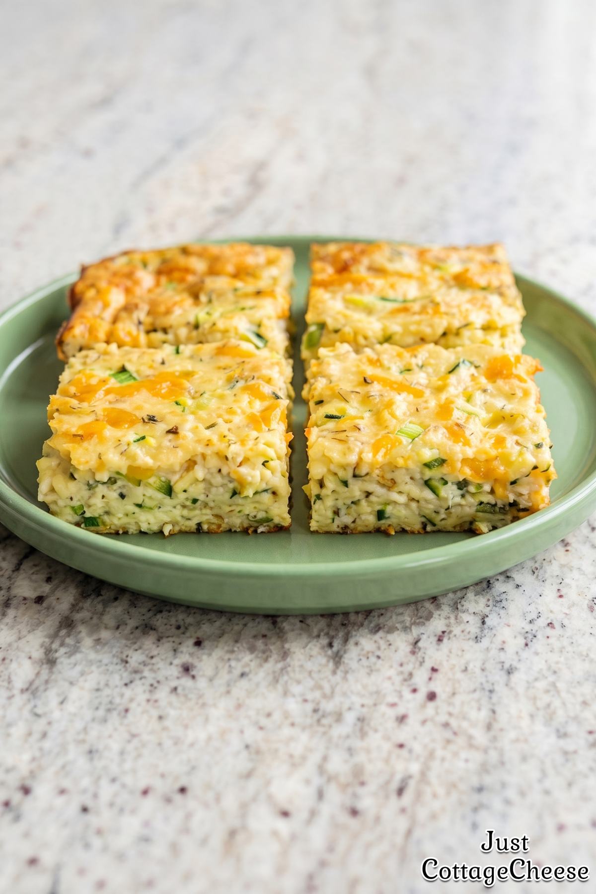 Savory zucchini cheddar bake squares