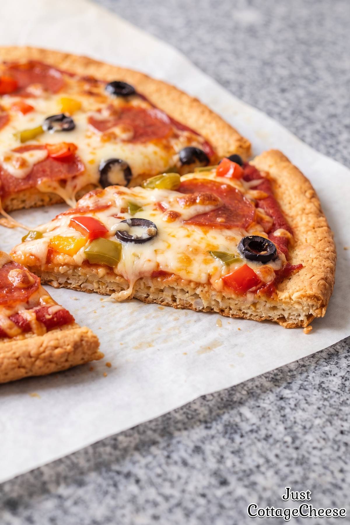 Gluten free cottage cheese rice pizza crust