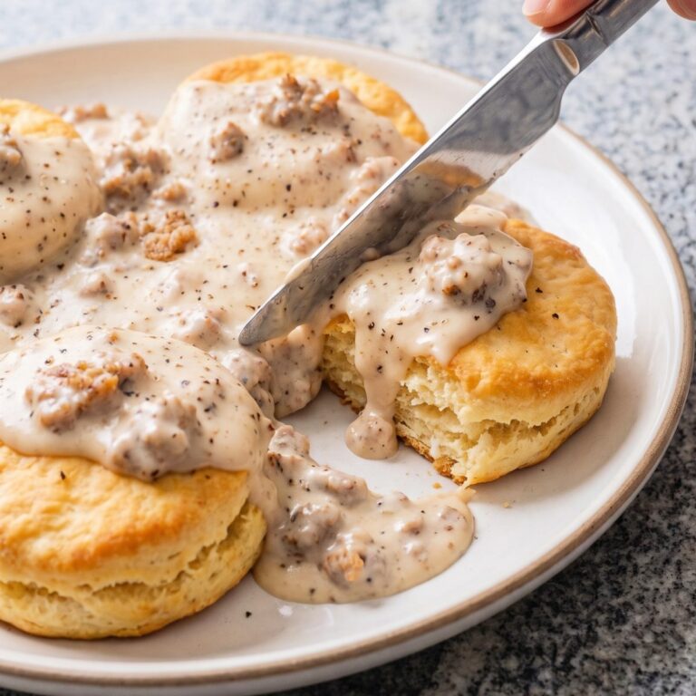 Cottage Cheese Biscuits & Sausage Gravy