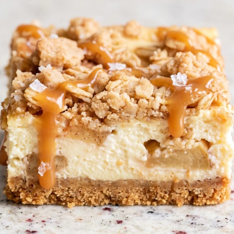 Cottage Cheese Caramel Apple Cheesecake Bars