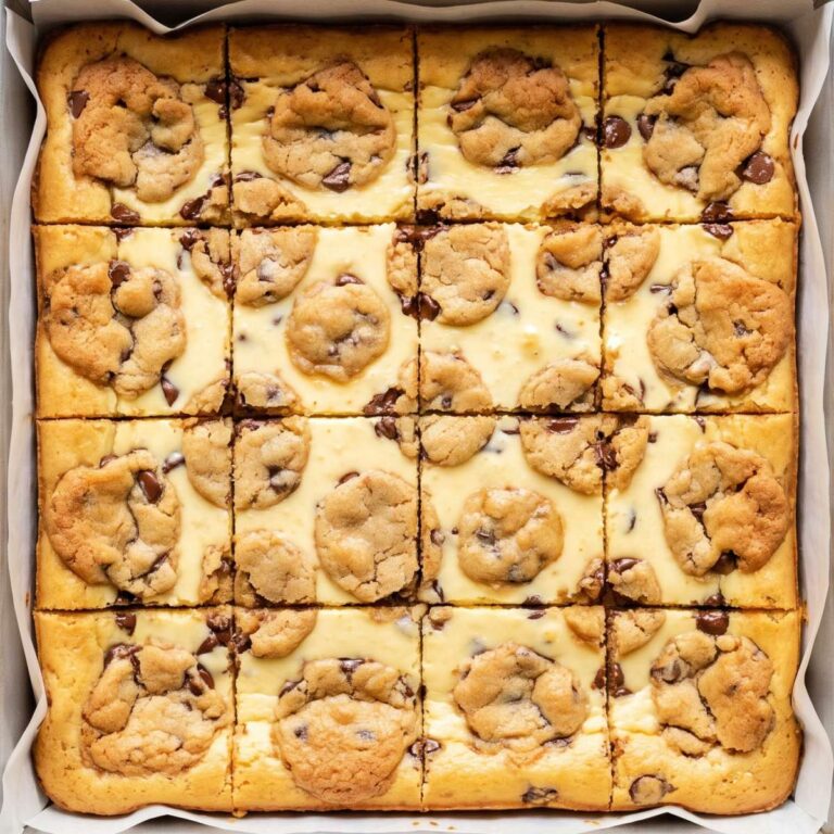 Cottage Cheese Chocolate Chip Cookie Cheesecake Bars