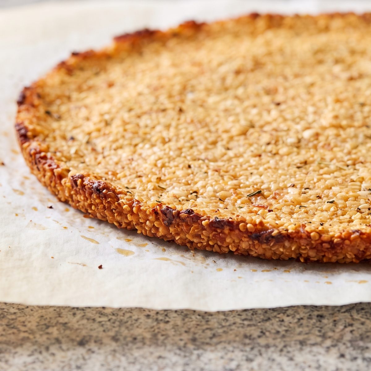 Cottage Cheese Crispy Quinoa Pizza Crust
