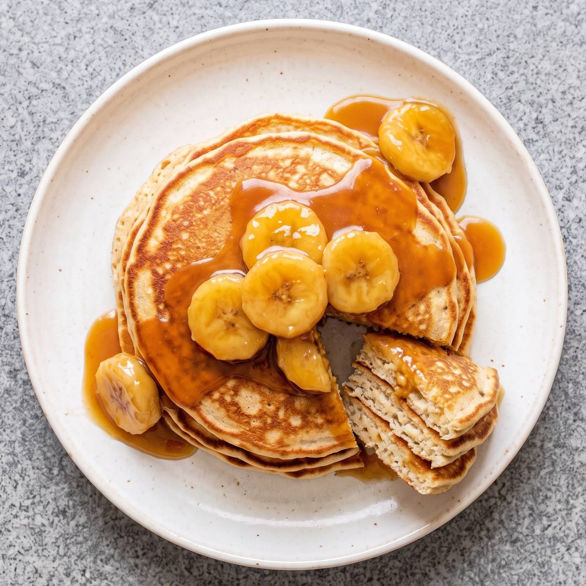 Cottage Cheese Protein Banana Caramel Pancakes