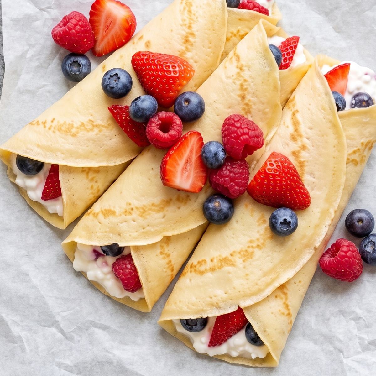 Cottage Cheese Protein Berry Stuffed Crepes