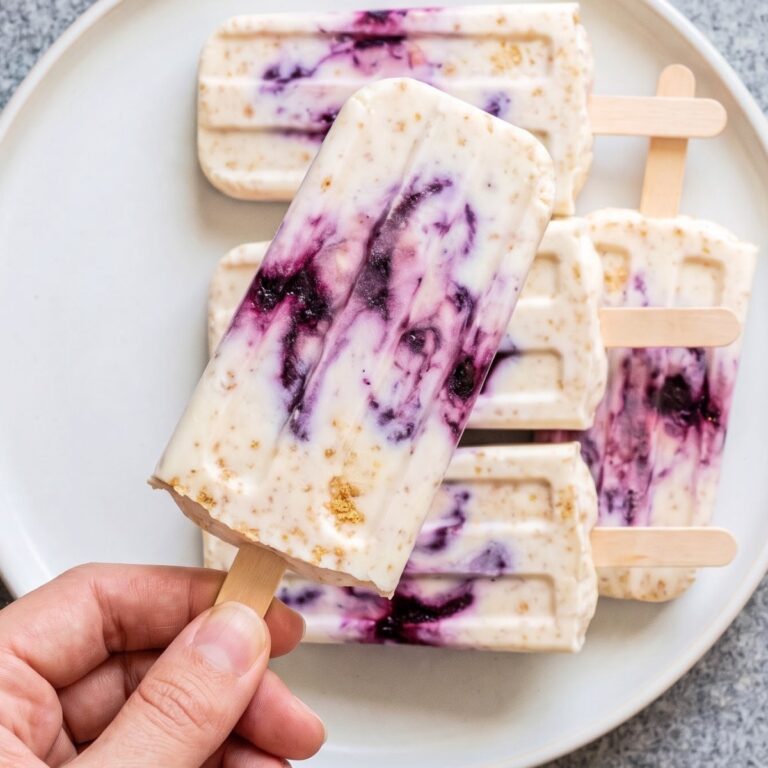 Cottage Cheese Protein Blueberry Cheesecake Popsicles