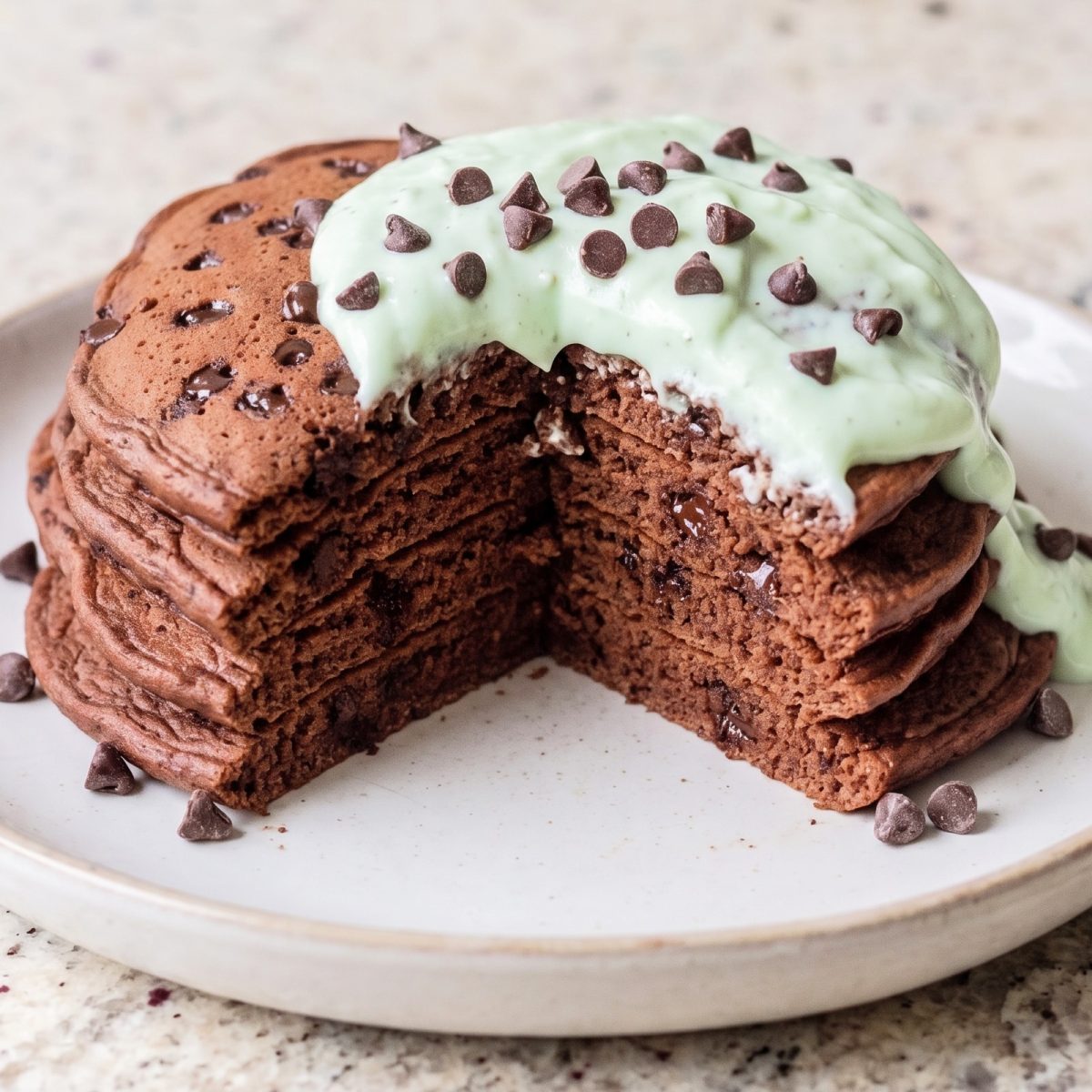 Cottage Cheese Protein Chocolate Mint Pancakes