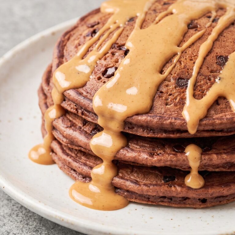 Cottage Cheese Protein Chocolate Peanut Butter Pancakes