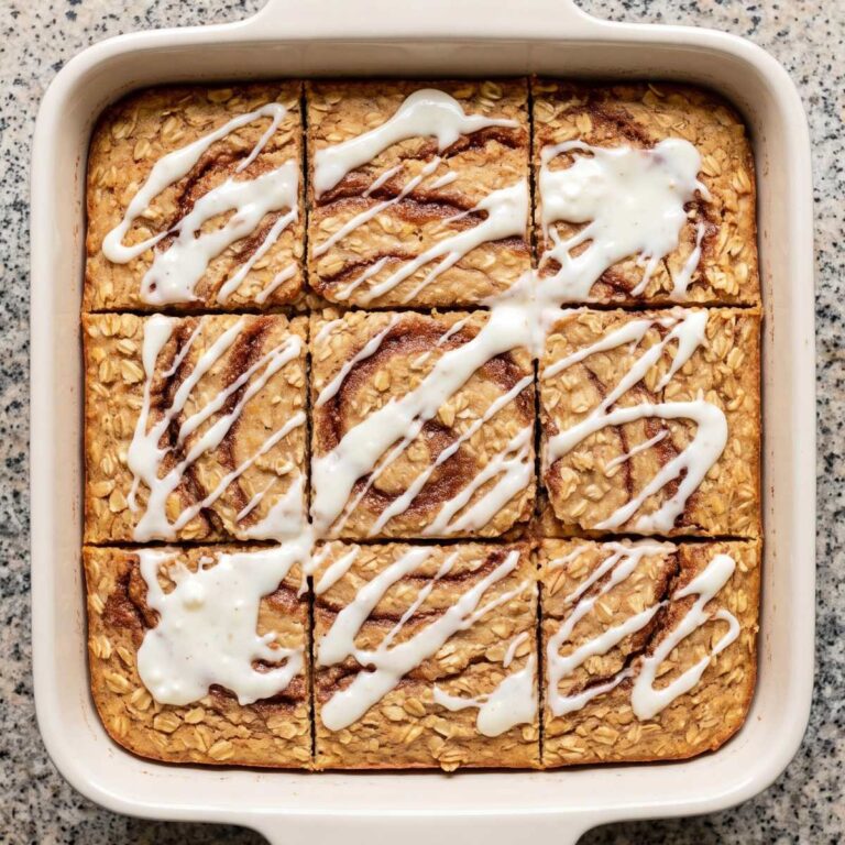 Cottage Cheese Protein Cinnamon Roll Baked Oats